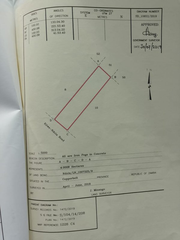 sale;commercial land,kitwe/ndola road frontage