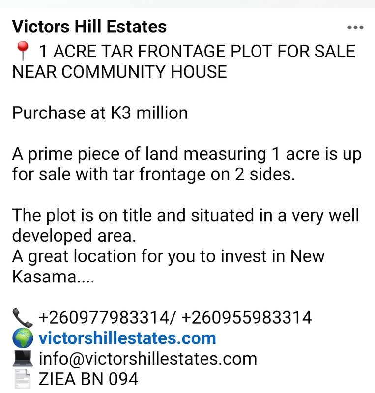 📍 1 ACRE TAR FRONTAGE PLOT FOR SALE NEAR COMMUNITY HOUSE