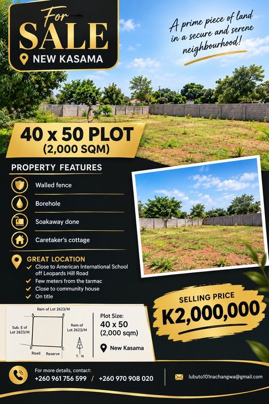 NEW KASAMA PLOT FOR SALE