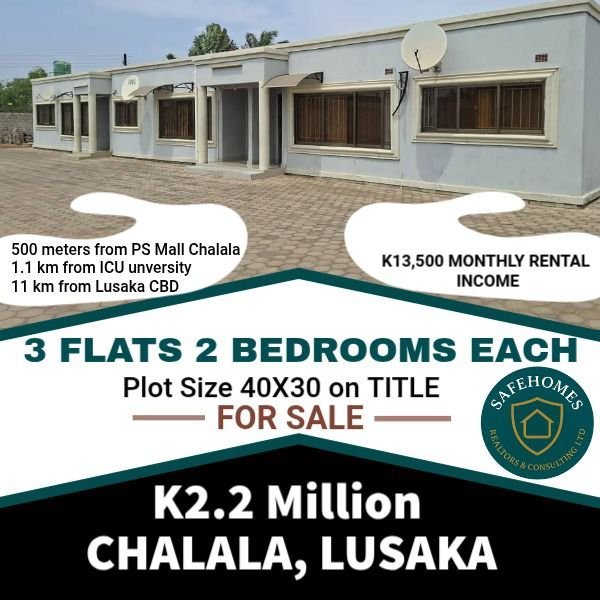 3 flats x 2bedrooms each in chalala near PS Mall.