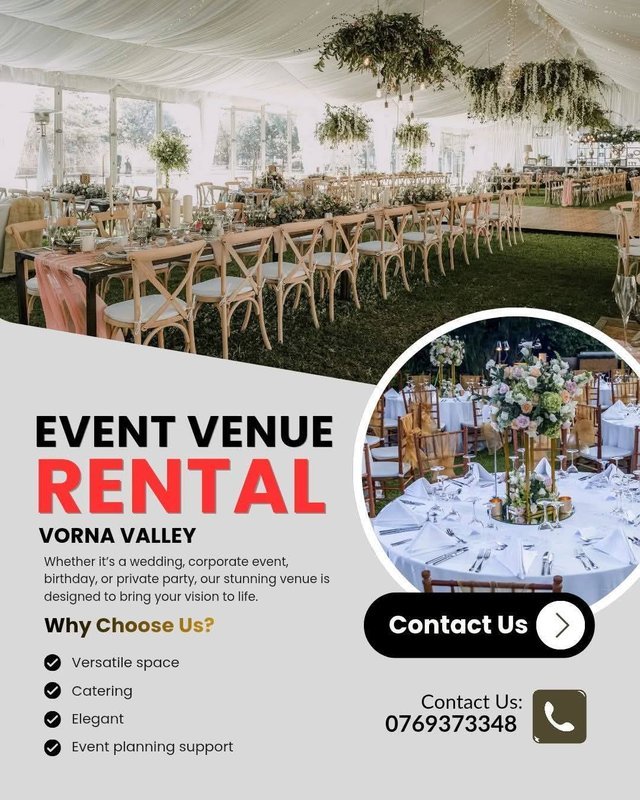 ✨ VENUE FOR HIRE - VORNA VALLEY ✨500m from District Road, near Vice President Residence